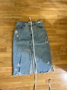 ZARA Distressed Denim Skirt